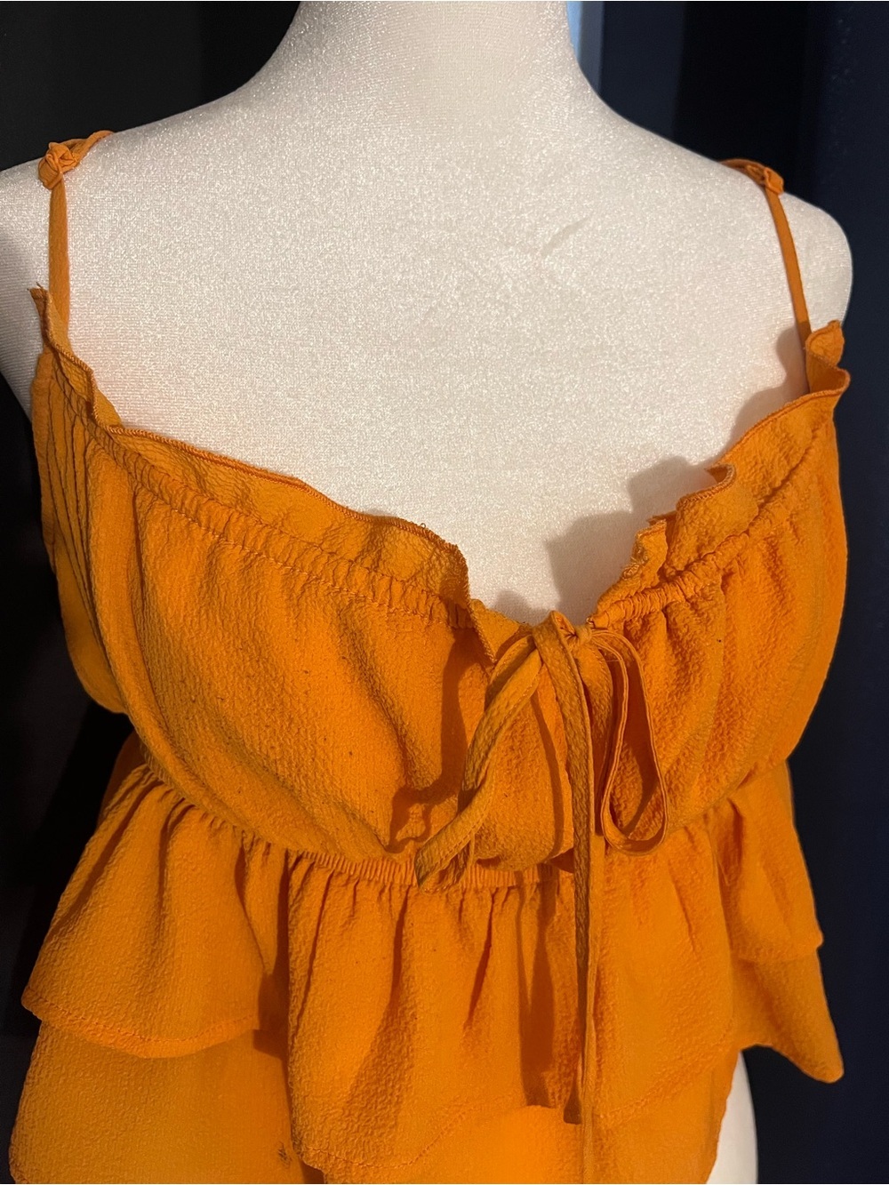 Wild Fable Orange Tiered Ruffle Cami Tank Top Size Medium - Picture 4 of 6
